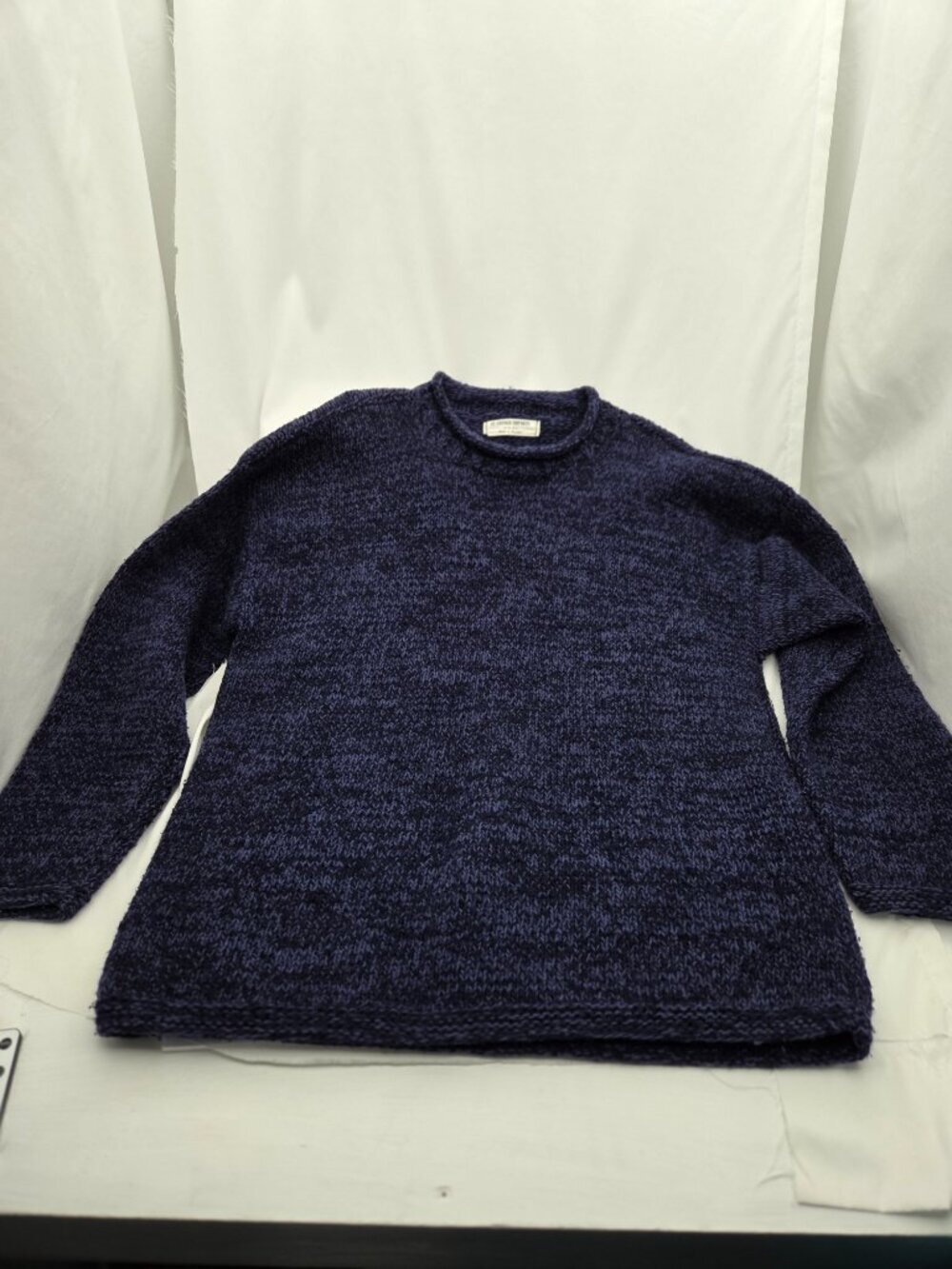 Vintage Heavyweight Chunky Wool Knit Sweater - Navy Blue(s) Multi-Tone - L - Picture 6 of 7